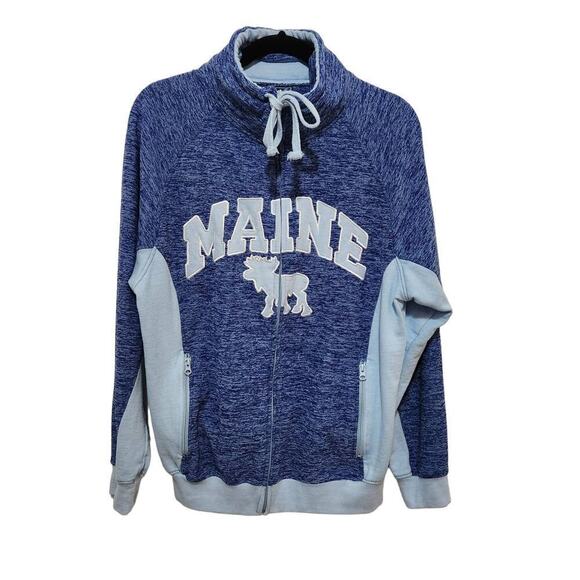 Harrisburg Trading Co Tops - Maine Logo Full Zip Sweatshirt Newengland Autumn Fall Vibes Blue Women's Medium